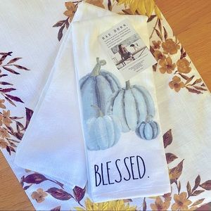 NWT Rae Dunn Blessed Blue Pumpkin Kitchen Towels